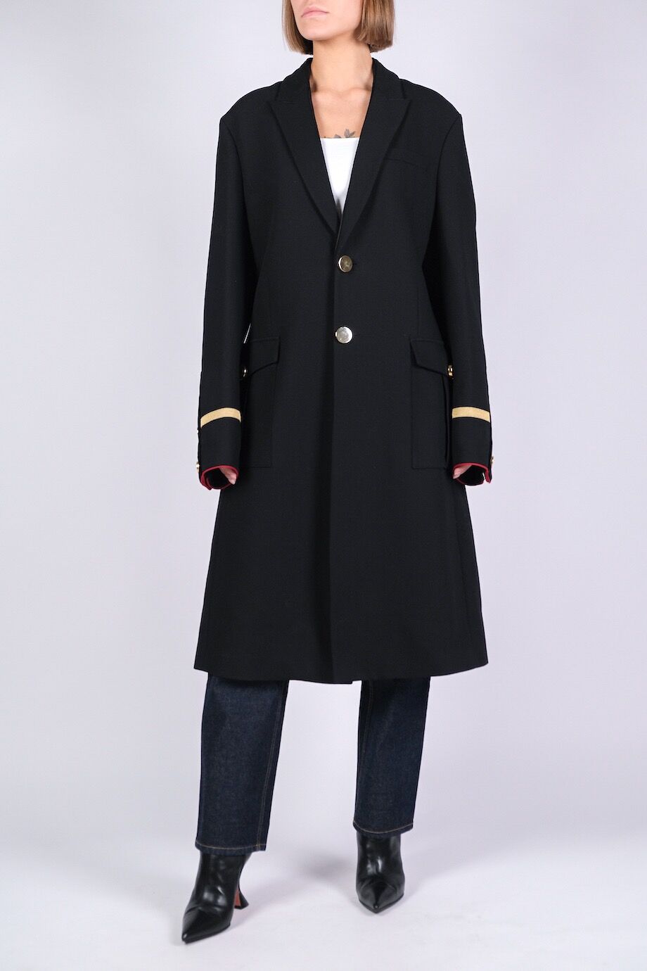 image 1 Пальто из шерсти черного цвета с велюром на манжетах