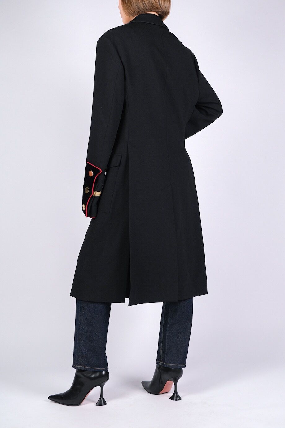 image 3 Пальто из шерсти черного цвета с велюром на манжетах