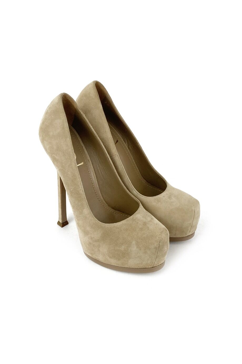 image 1 Замшевые туфли бежевого цвета с круглым носом