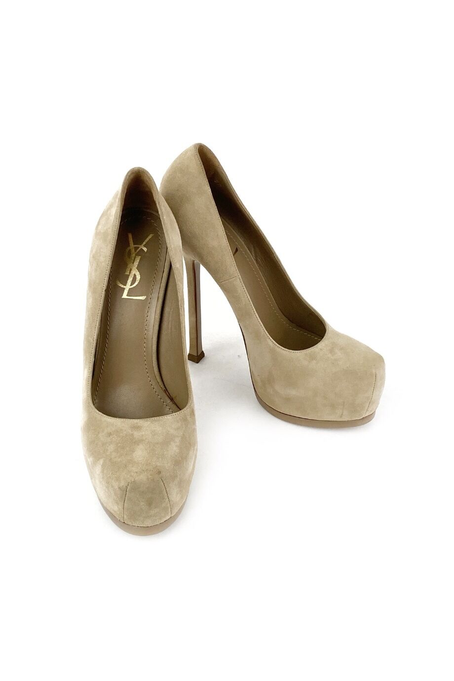 image 2 Замшевые туфли бежевого цвета с круглым носом