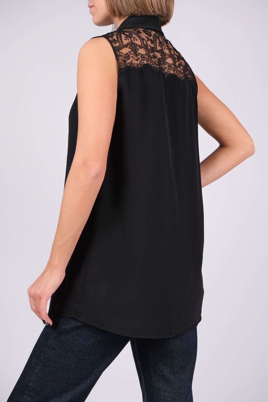 image 3 Блуза чёрного цвета без рукавов с кружевным верхом