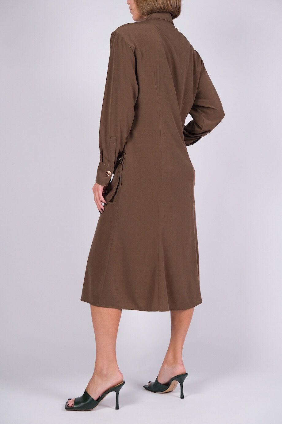 image 3 Платье цвета хаки с накладными карманами
