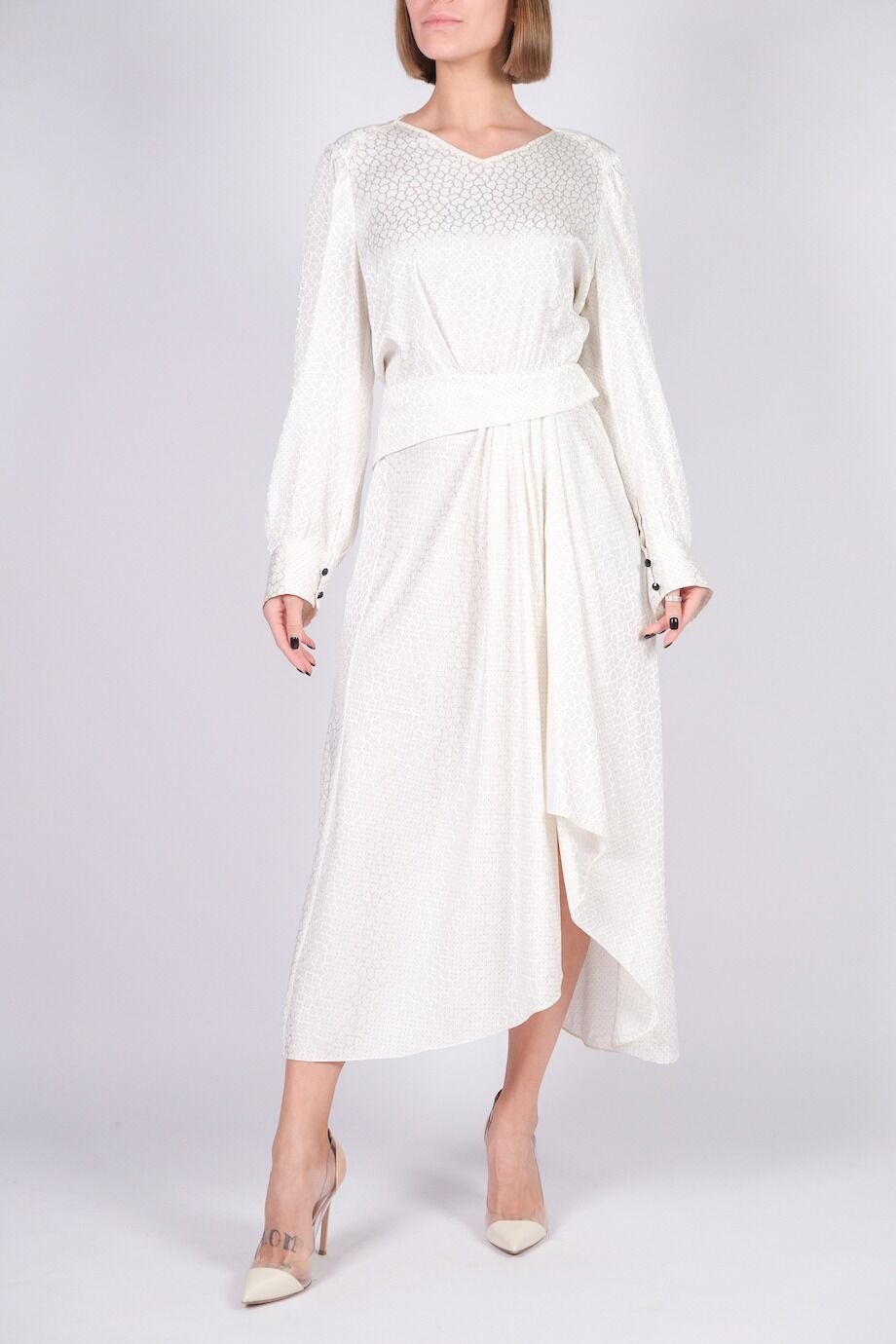 image 1 Платье миди белого цвета в мелкий горошек