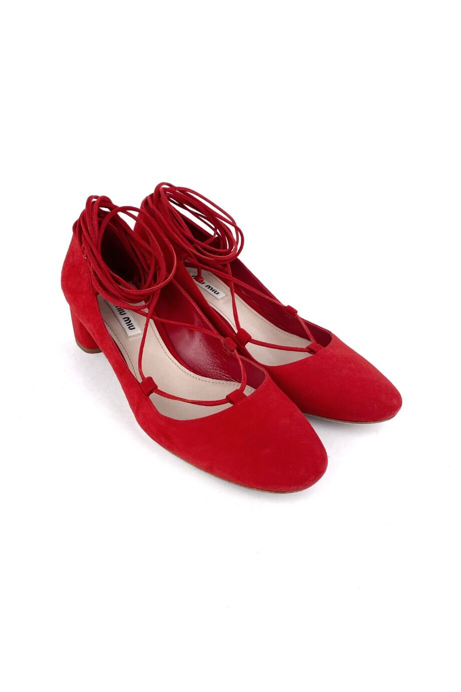 image 1 Замшевые туфли красного цвета на завязках