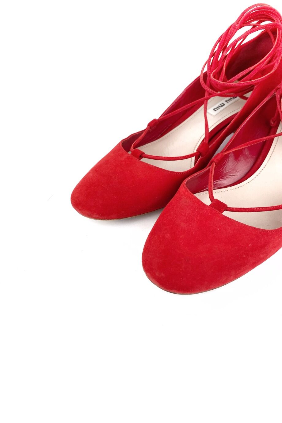 image 3 Замшевые туфли красного цвета на завязках