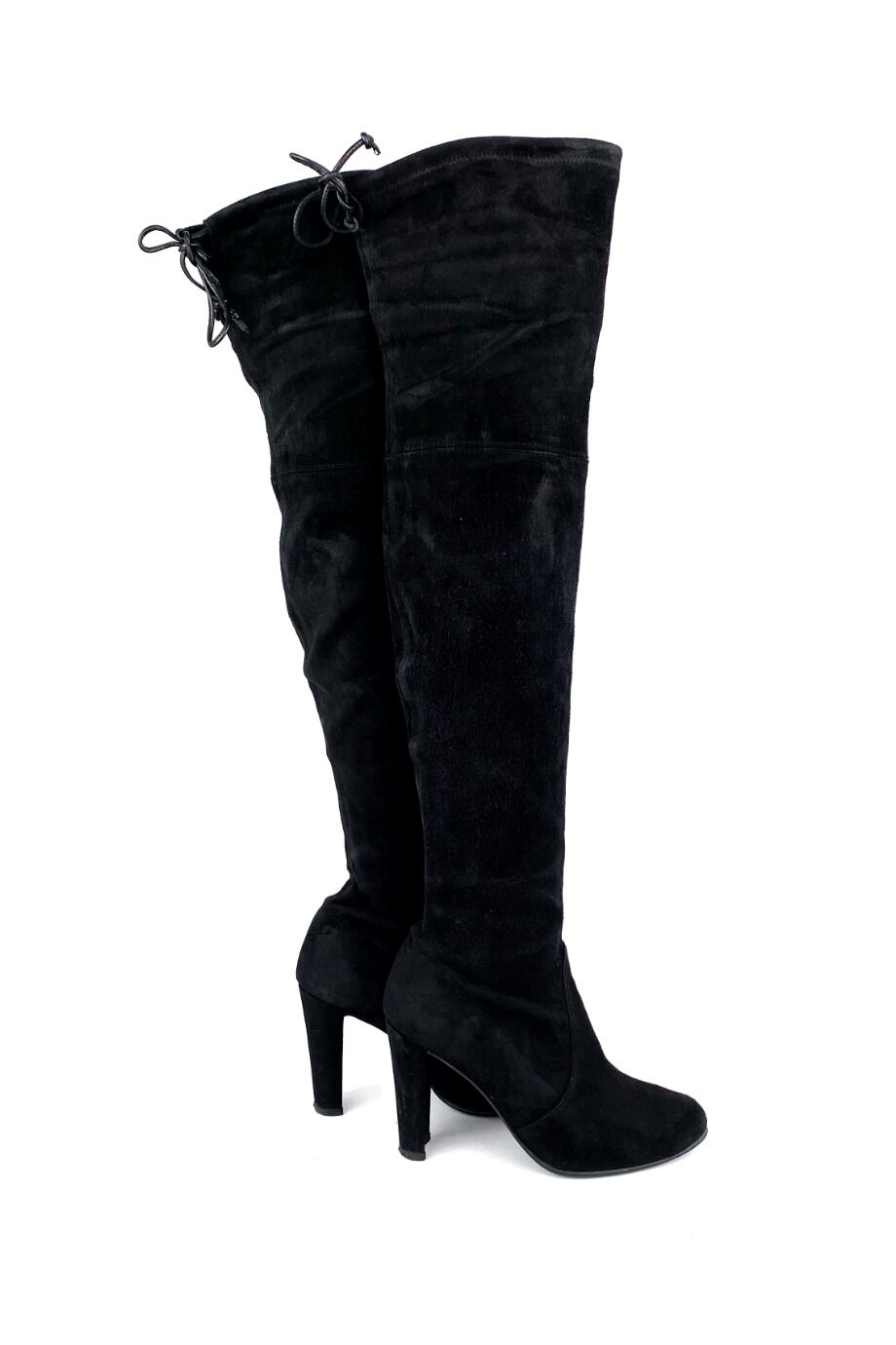 image 5 Замшевые ботфорты черного цвета на каблуке