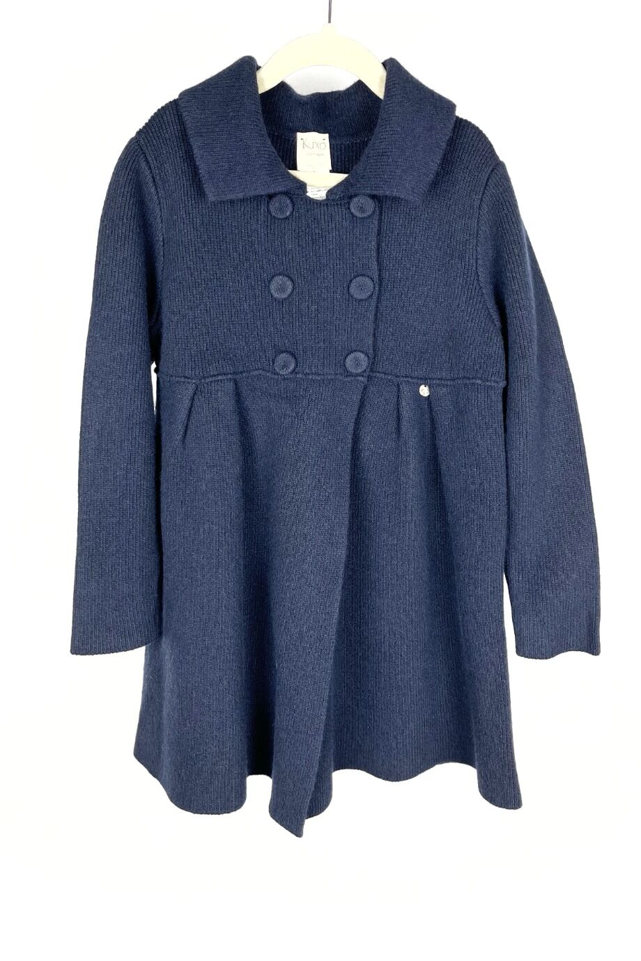 image 1 Детское вязаное пальто темно-синего цвета