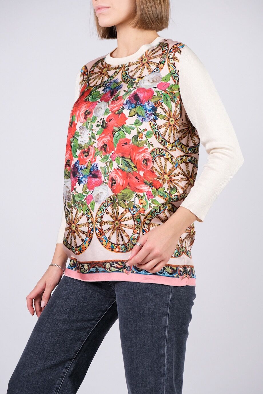 image 2 Шелковая блуза с трикотажными рукавами