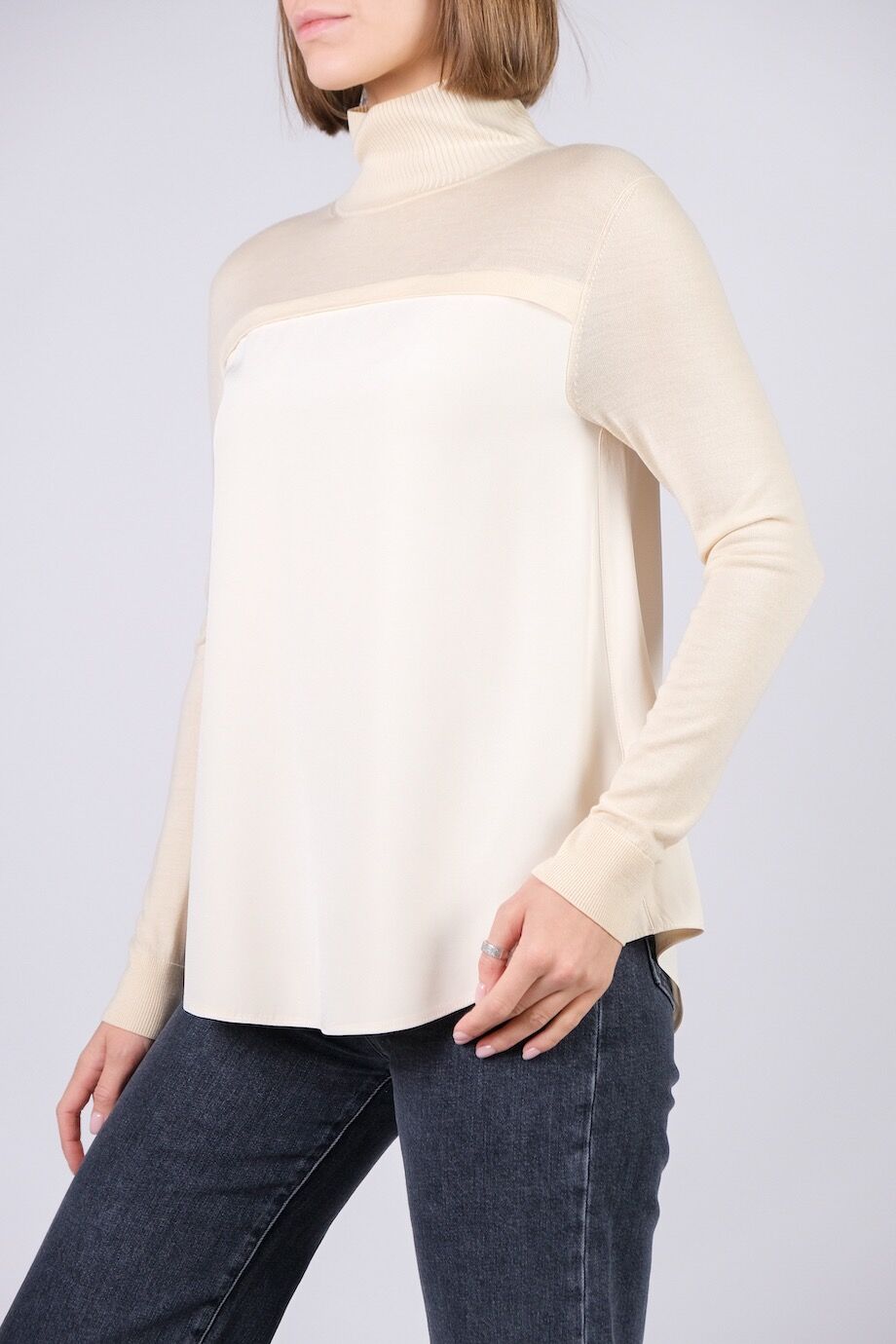 image 2 Комбинированная блуза кремового цвета