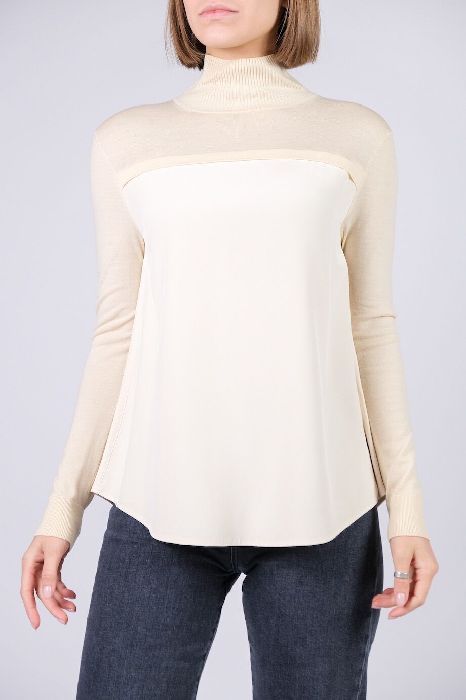 image 1 Комбинированная блуза кремового цвета