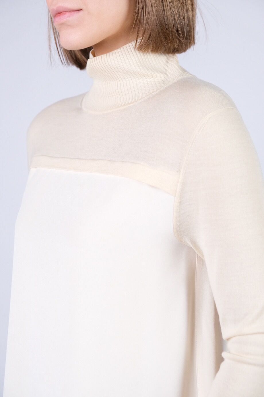 image 4 Комбинированная блуза кремового цвета