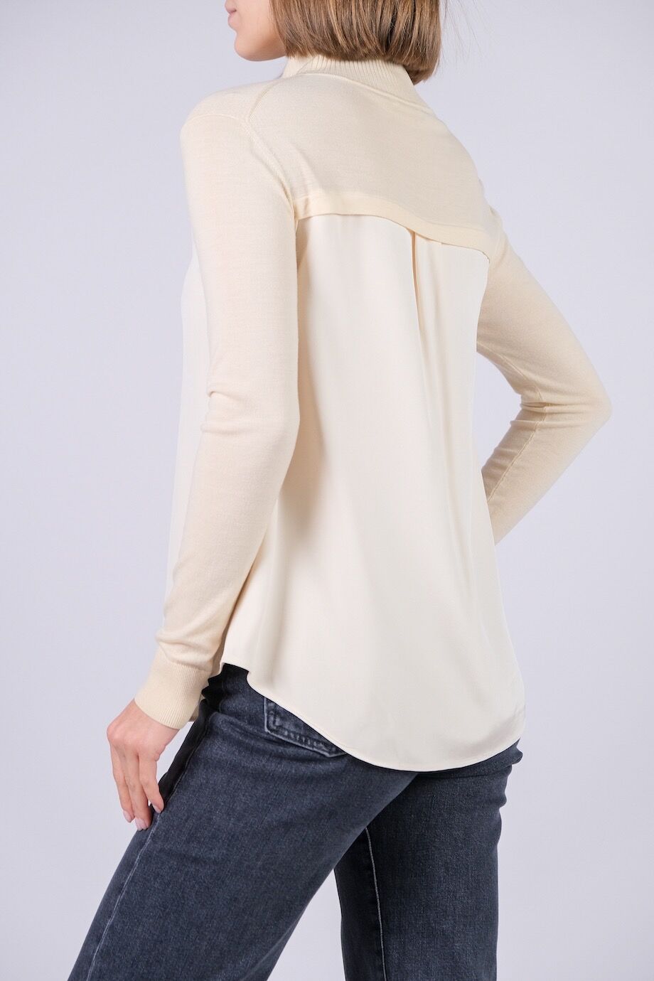 image 3 Комбинированная блуза кремового цвета