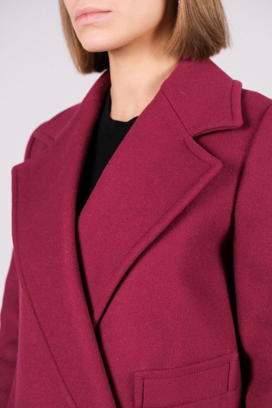 image 4 Двубортное  пальто ягодного цвета