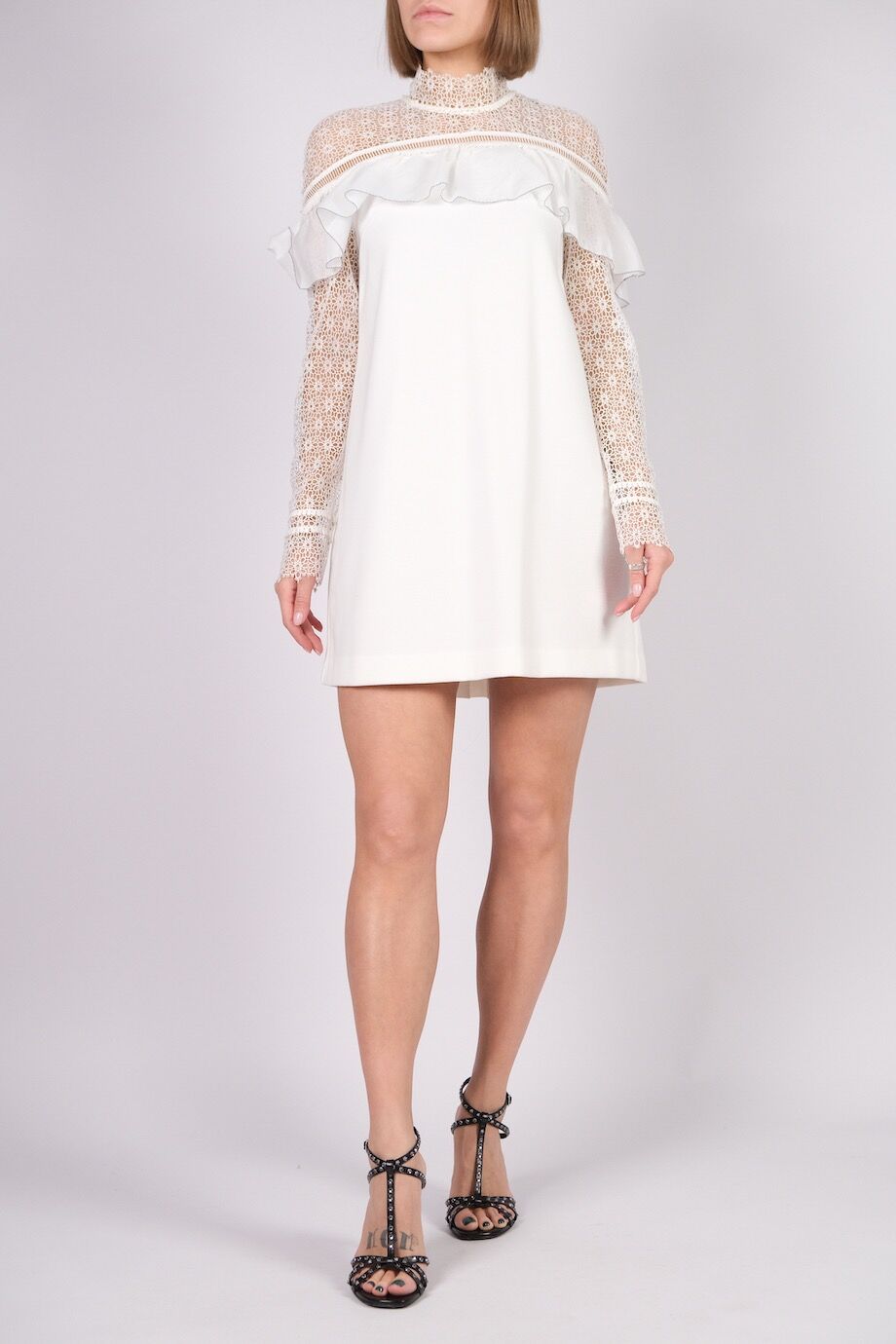 image 1 Платье мини белого цвета с длинным рукавом