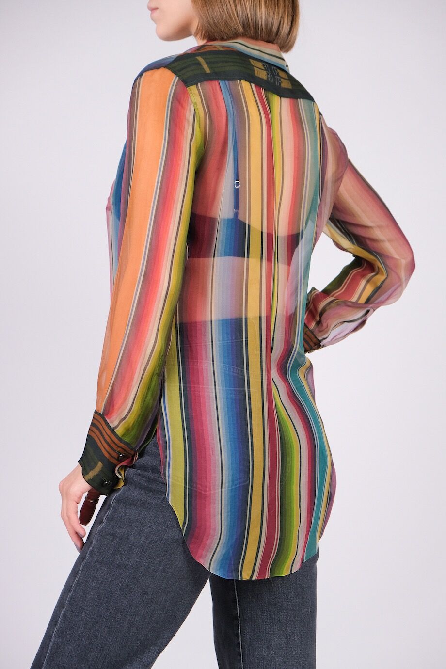 image 3 Шелковая блуза в цветную полоску
