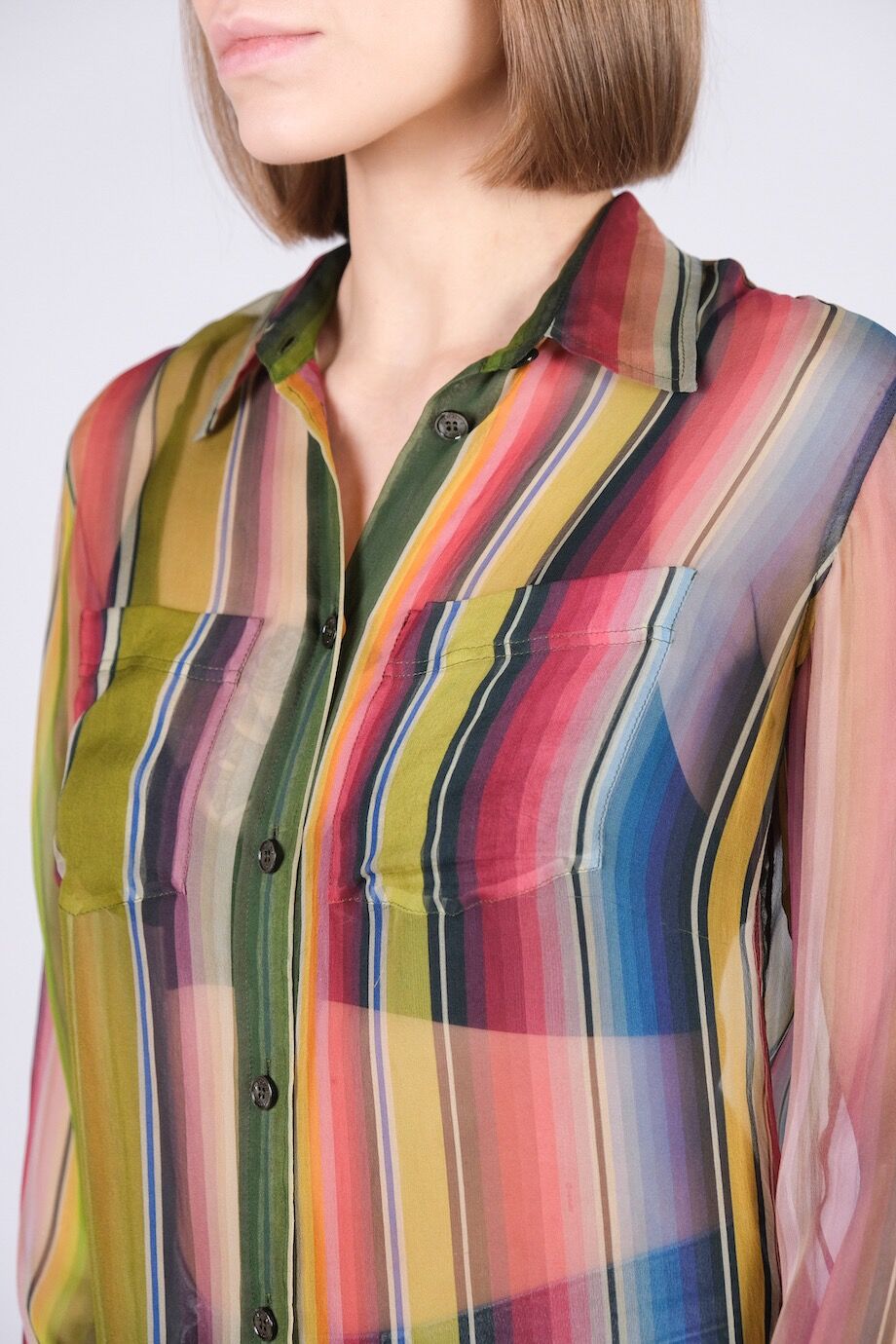image 4 Шелковая блуза в цветную полоску