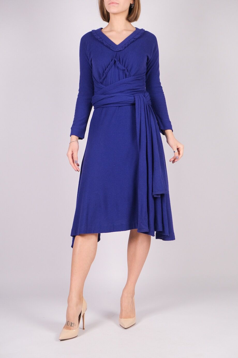 image 1 Шерстяное платье сине-фиолетового цвета