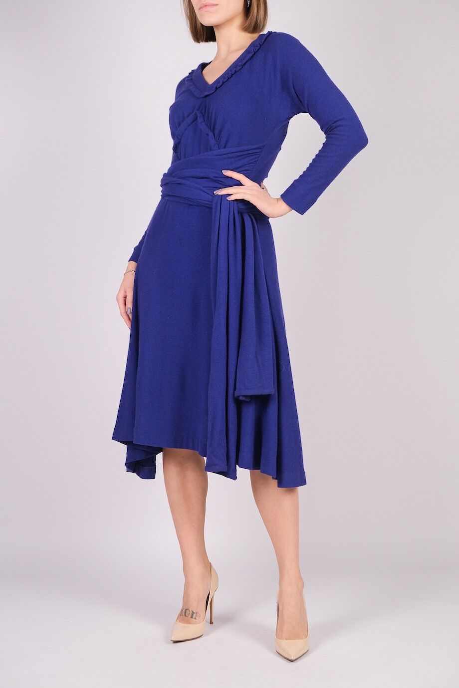 image 2 Шерстяное платье сине-фиолетового цвета