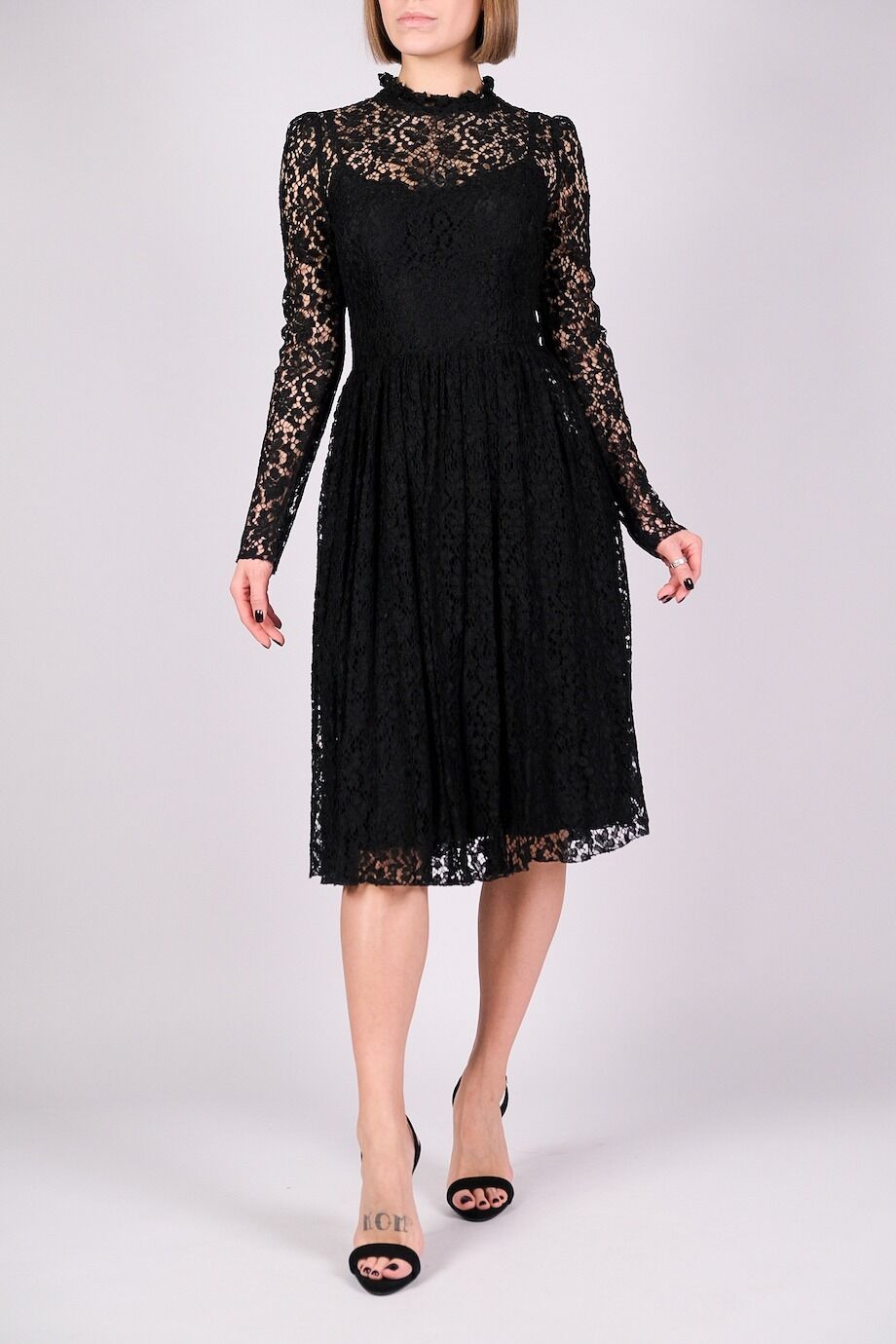 image 1 Кружевное платье черного цвета с длинным рукавом