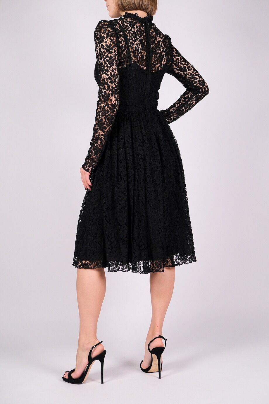 image 3 Кружевное платье черного цвета с длинным рукавом