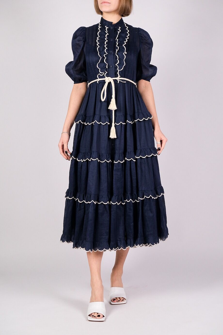 image 1 Платье темно-синего цвета с белой окантовкой