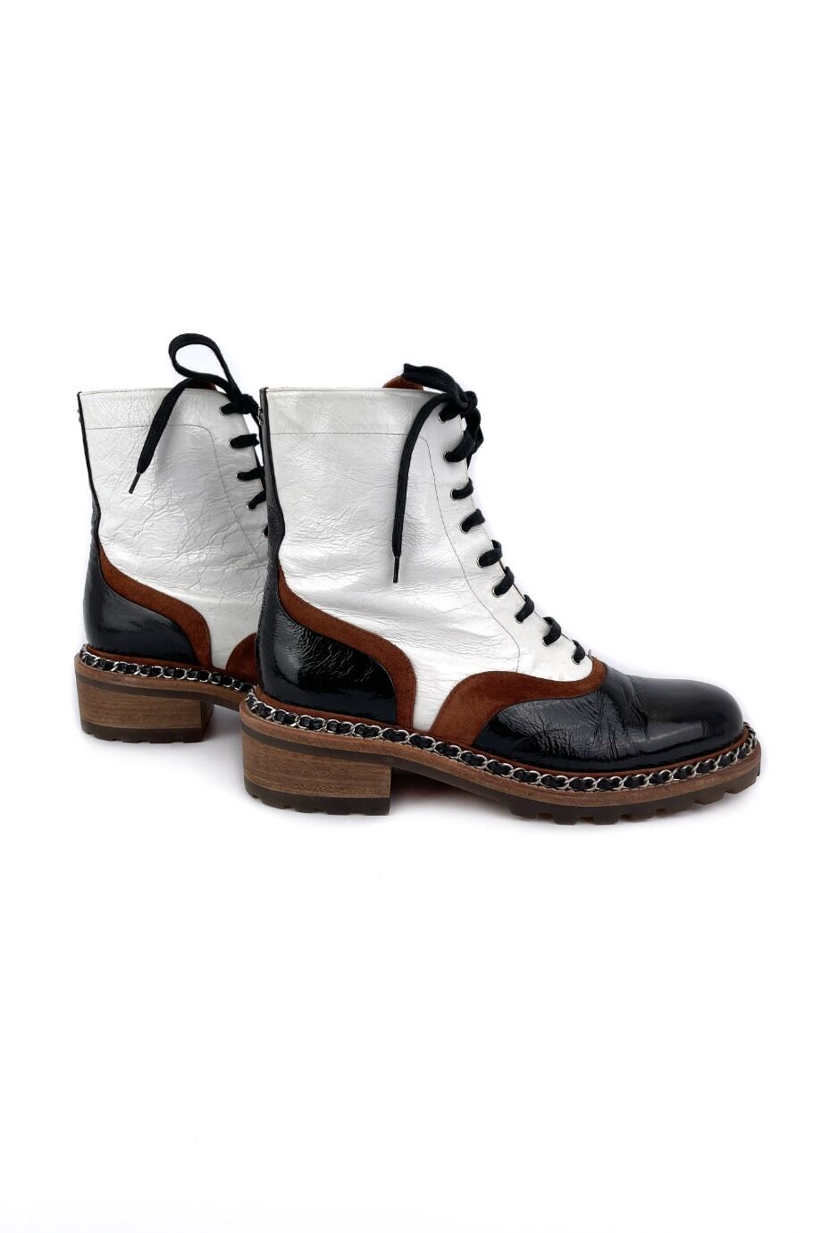 image 5 Комбинированные ботинки чёрно-белого цвета