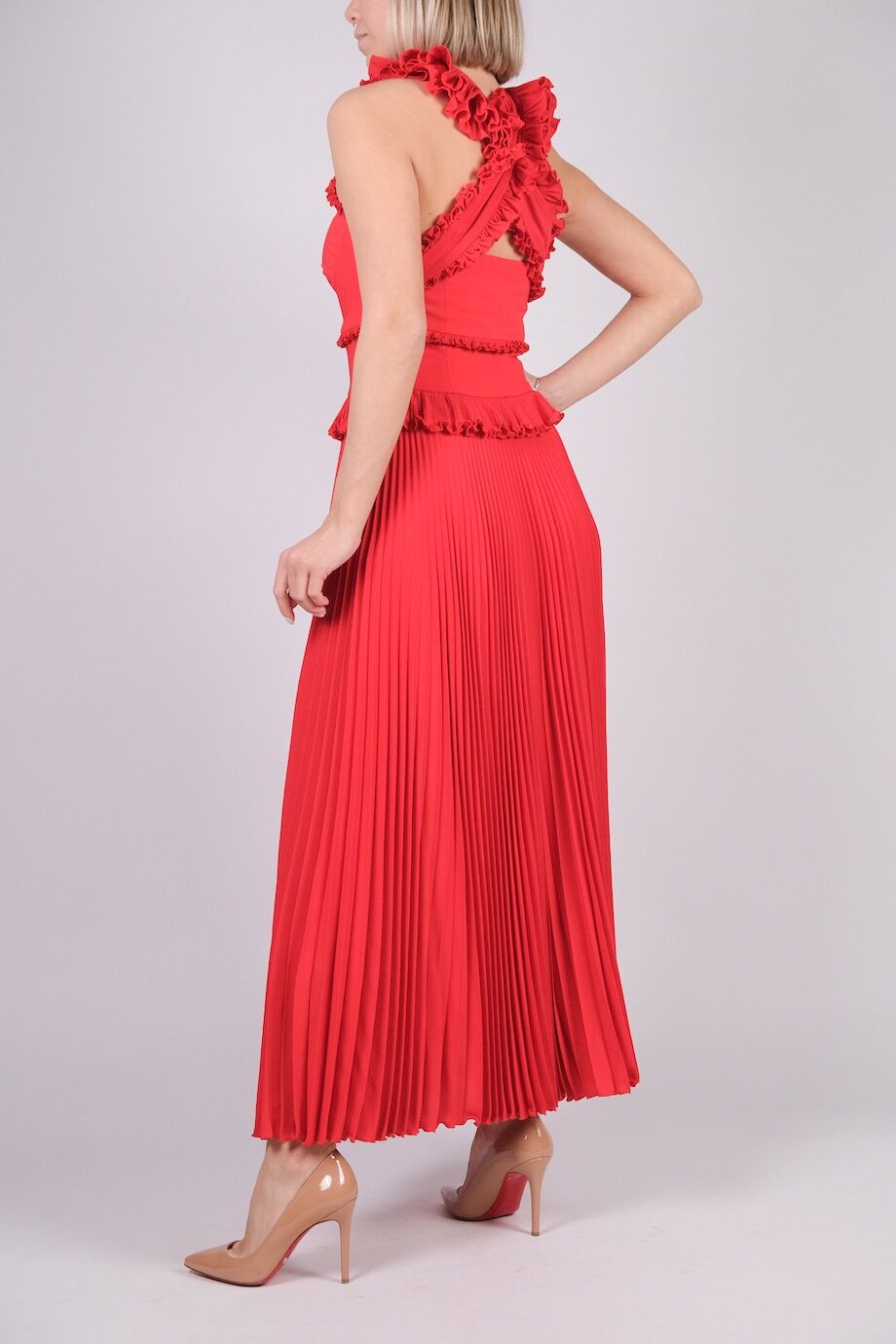 image 3 Платье красного цвета с воланами