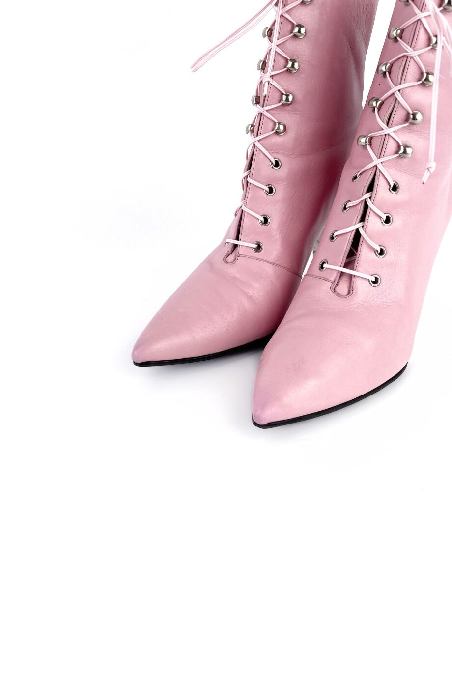 image 3 Ботильоны на шнуровке розового цвета