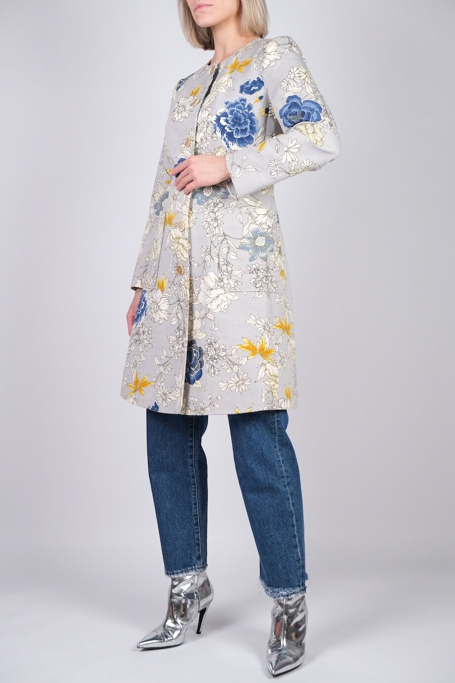 Etro | Летнее пальто серого цвета с цветочным принтом (23307) | FASHION ...