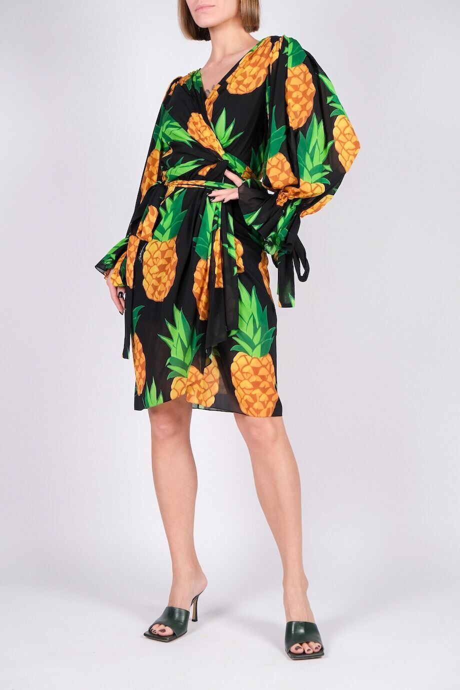 image 2 Платье на запах с принтом ананасы