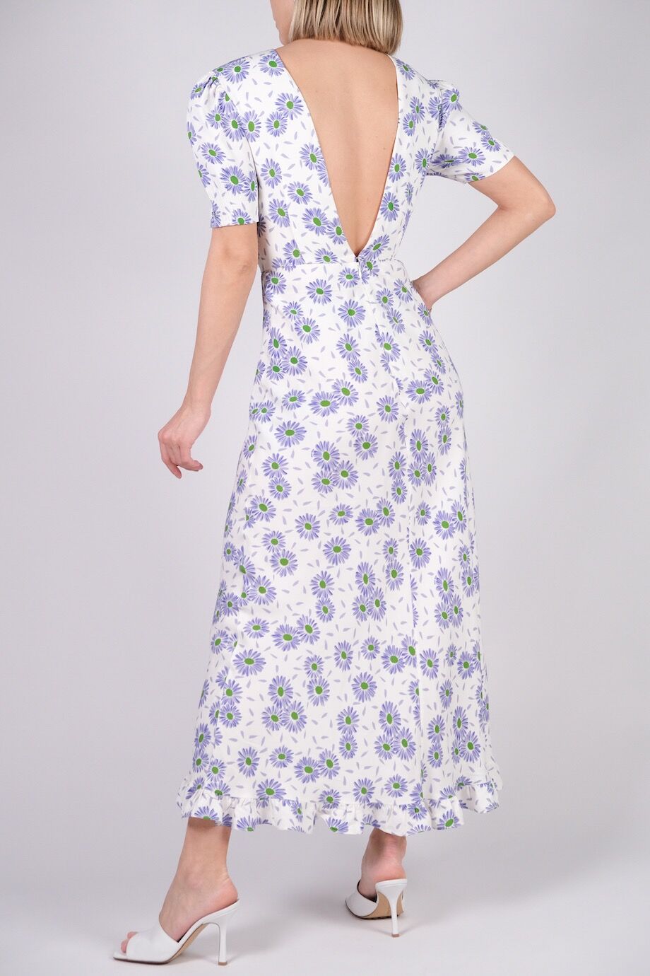 image 3 Платье молочного цвета с открытой спиной и цветочным принтом