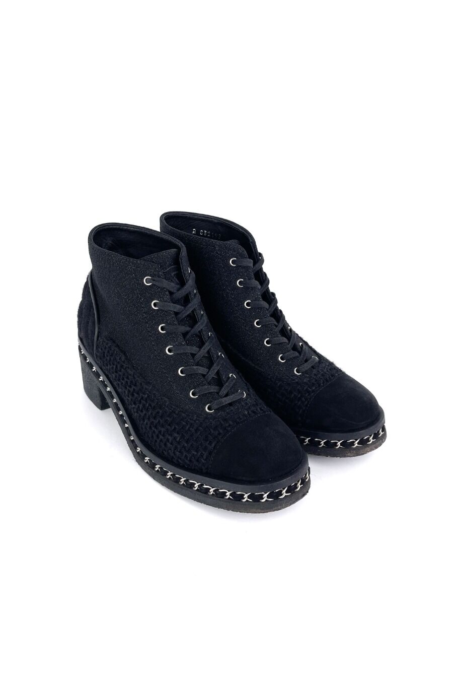 image 1 Комбинированные ботинки из текстиля чёрного цвета