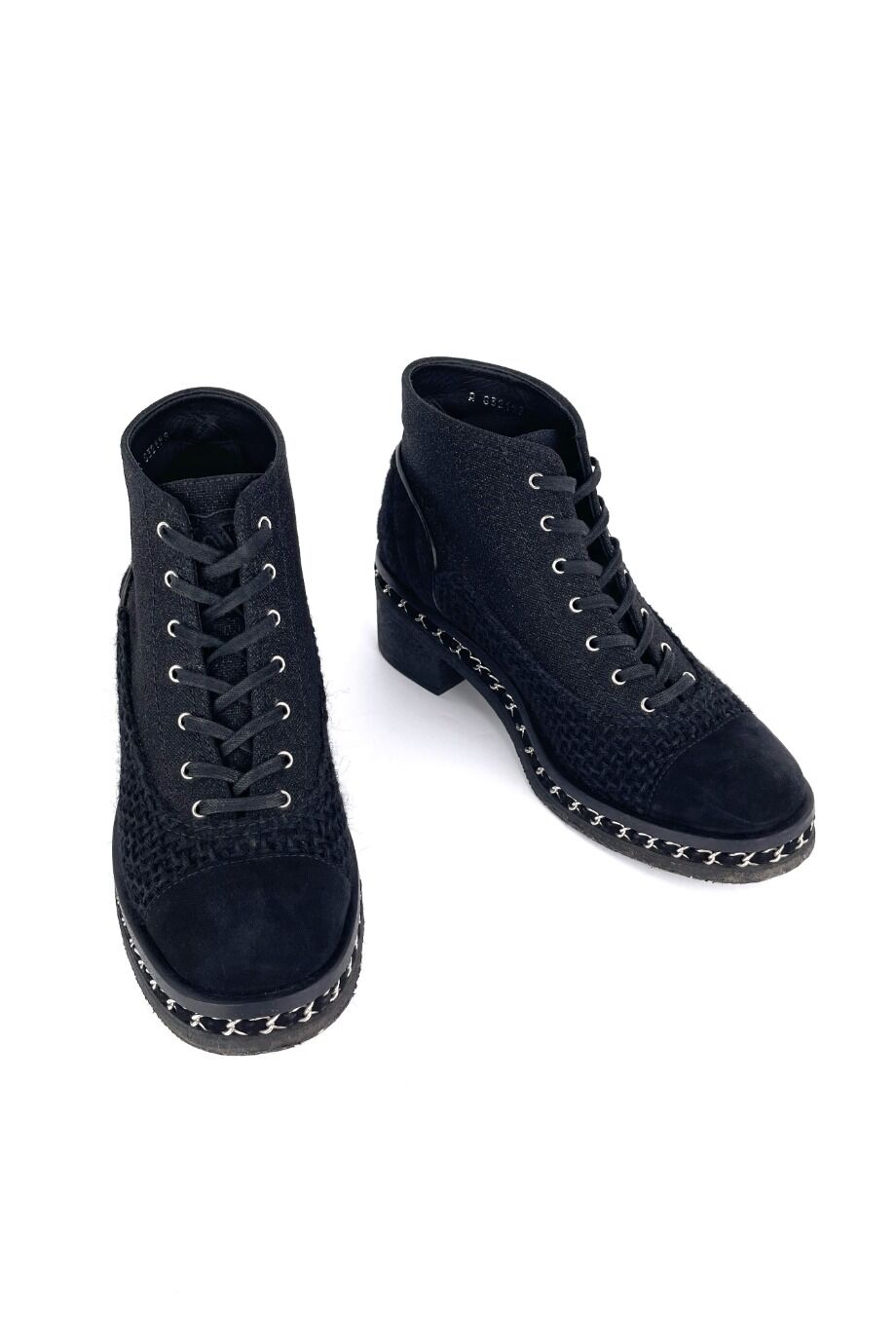 image 2 Комбинированные ботинки из текстиля чёрного цвета