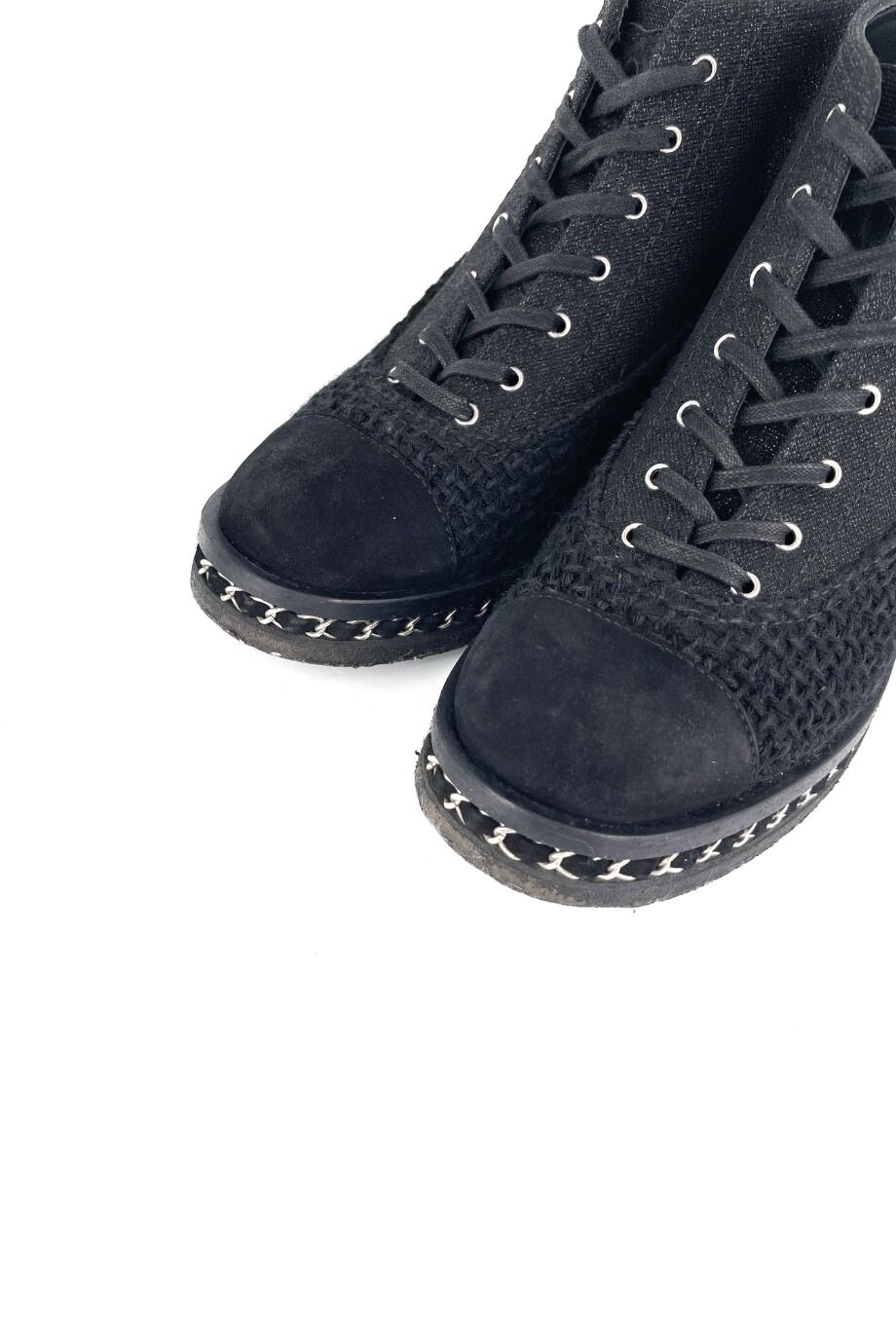 image 3 Комбинированные ботинки из текстиля чёрного цвета