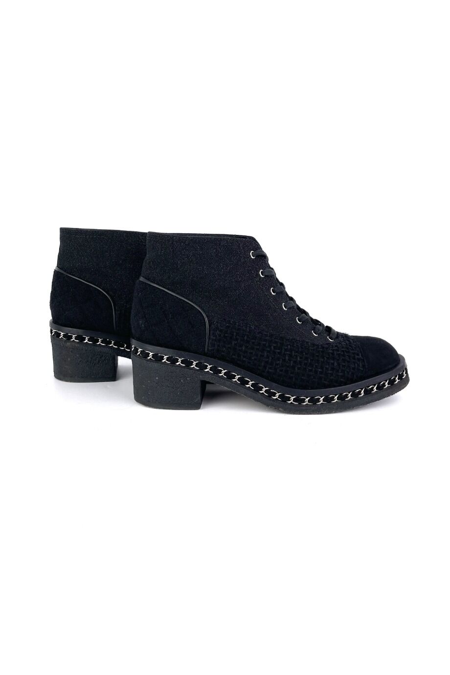 image 5 Комбинированные ботинки из текстиля чёрного цвета