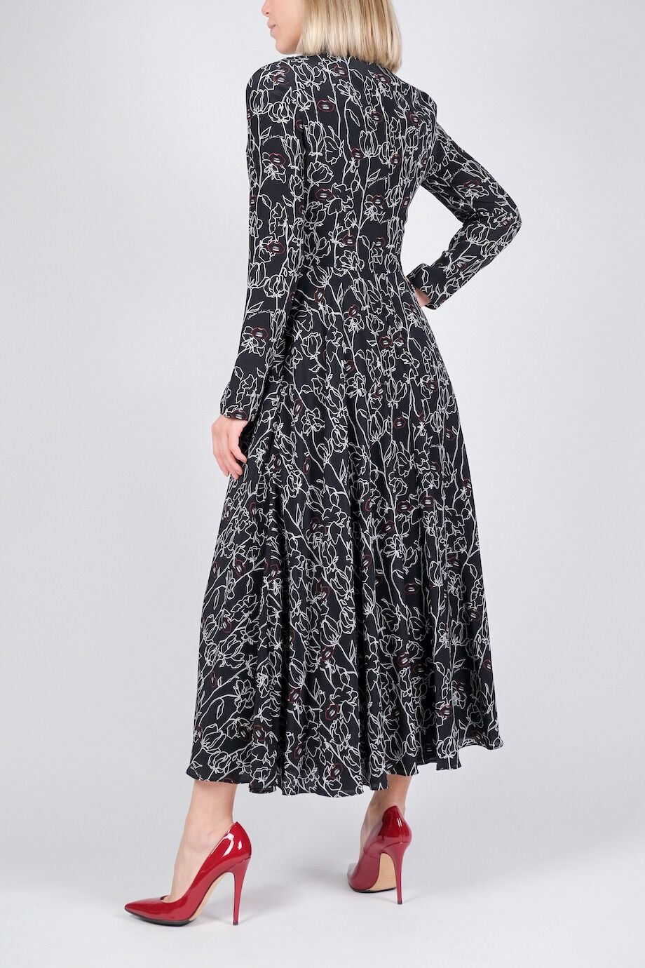 image 3 Платье черного цвета с длинным рукавом и принтом