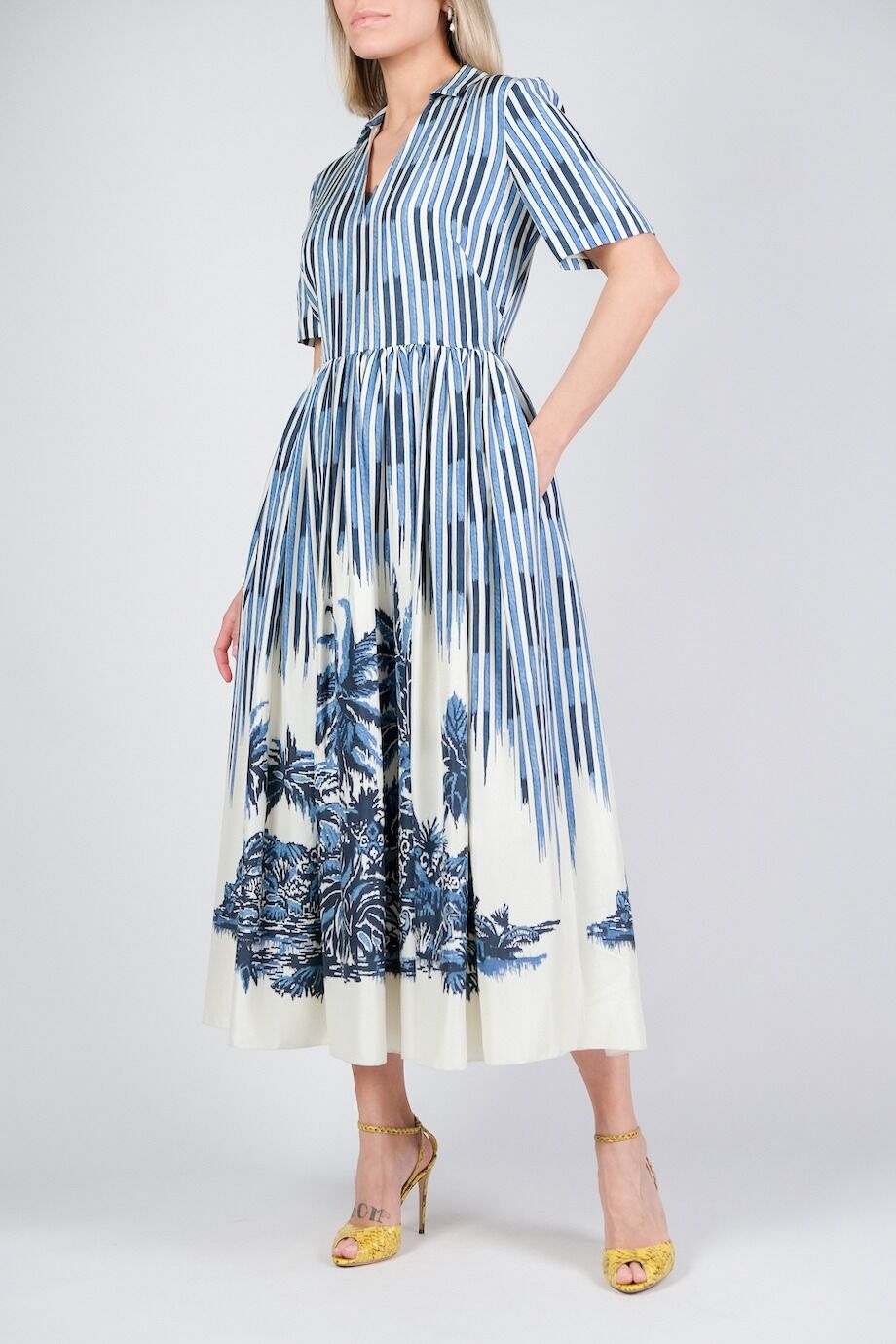 image 2 Шелковое платье с принтом пальмы