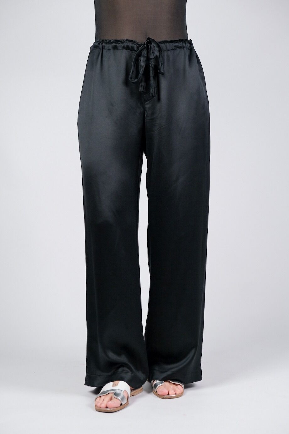 image 2 Шелковые брюки чёрного цвета широкого кроя