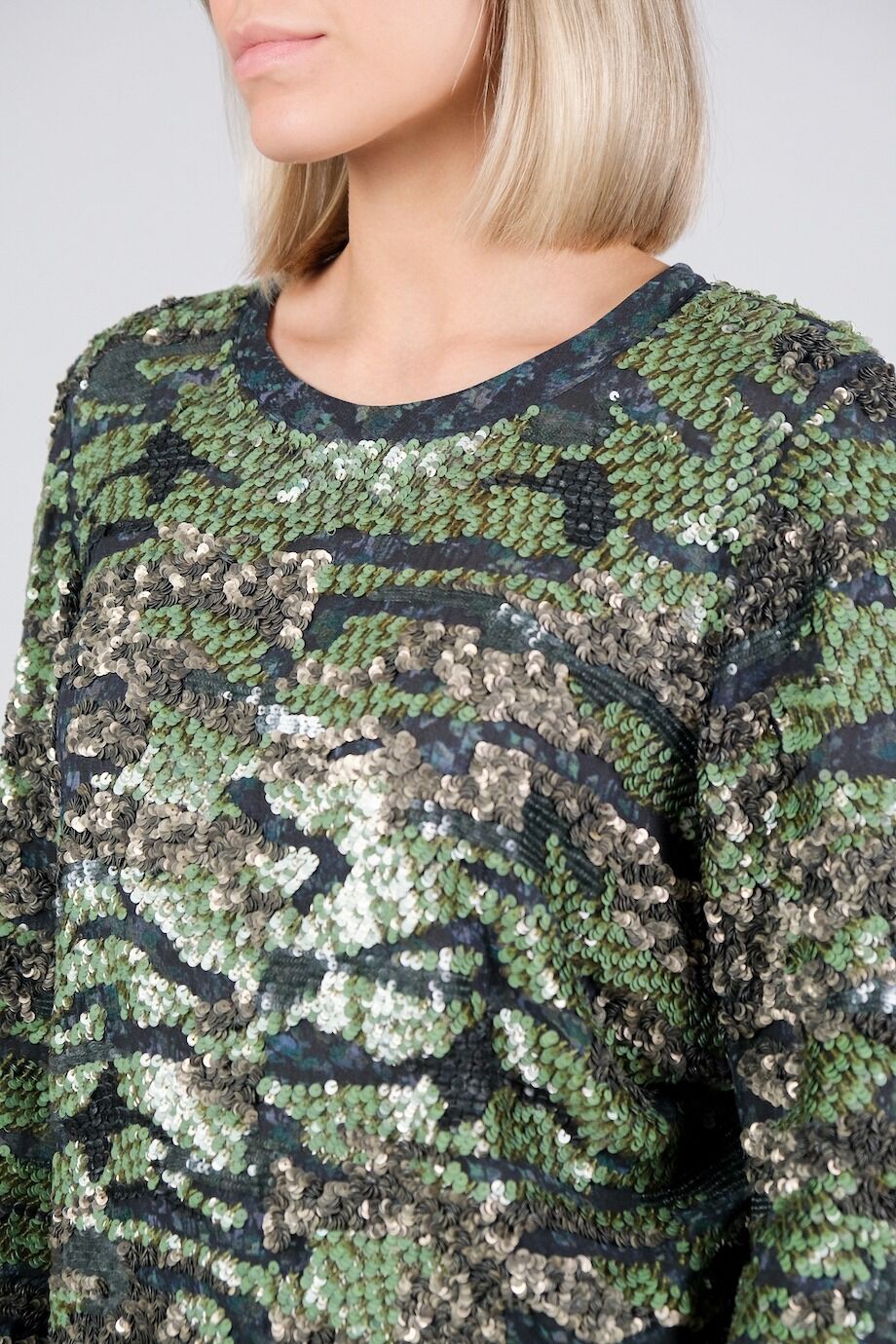 image 4 Удлиненная блуза зеленого цвета расшитая пайетками
