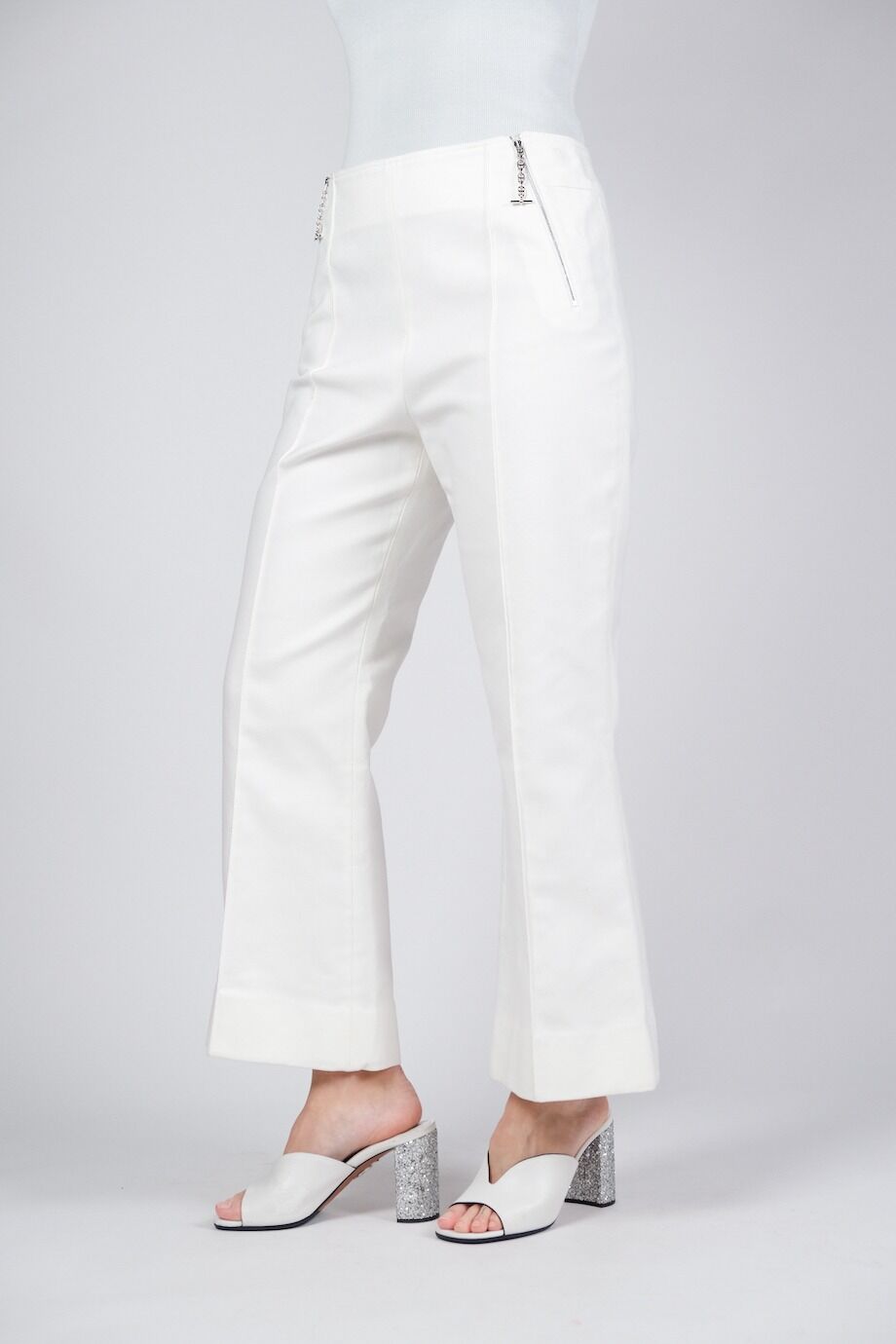 image 3 Хлопковые брюки белого цвета с молниями