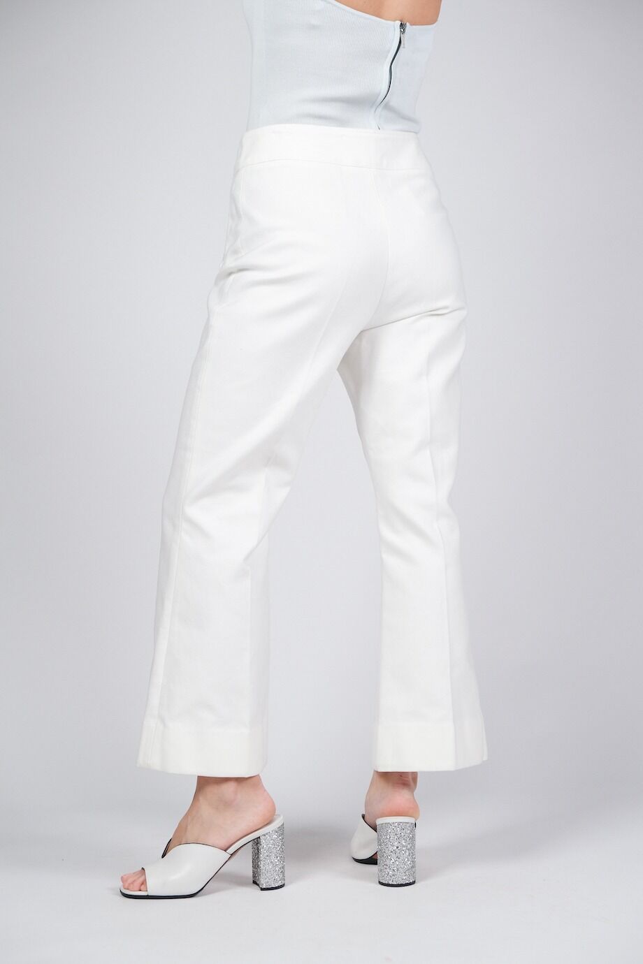 image 4 Хлопковые брюки белого цвета с молниями