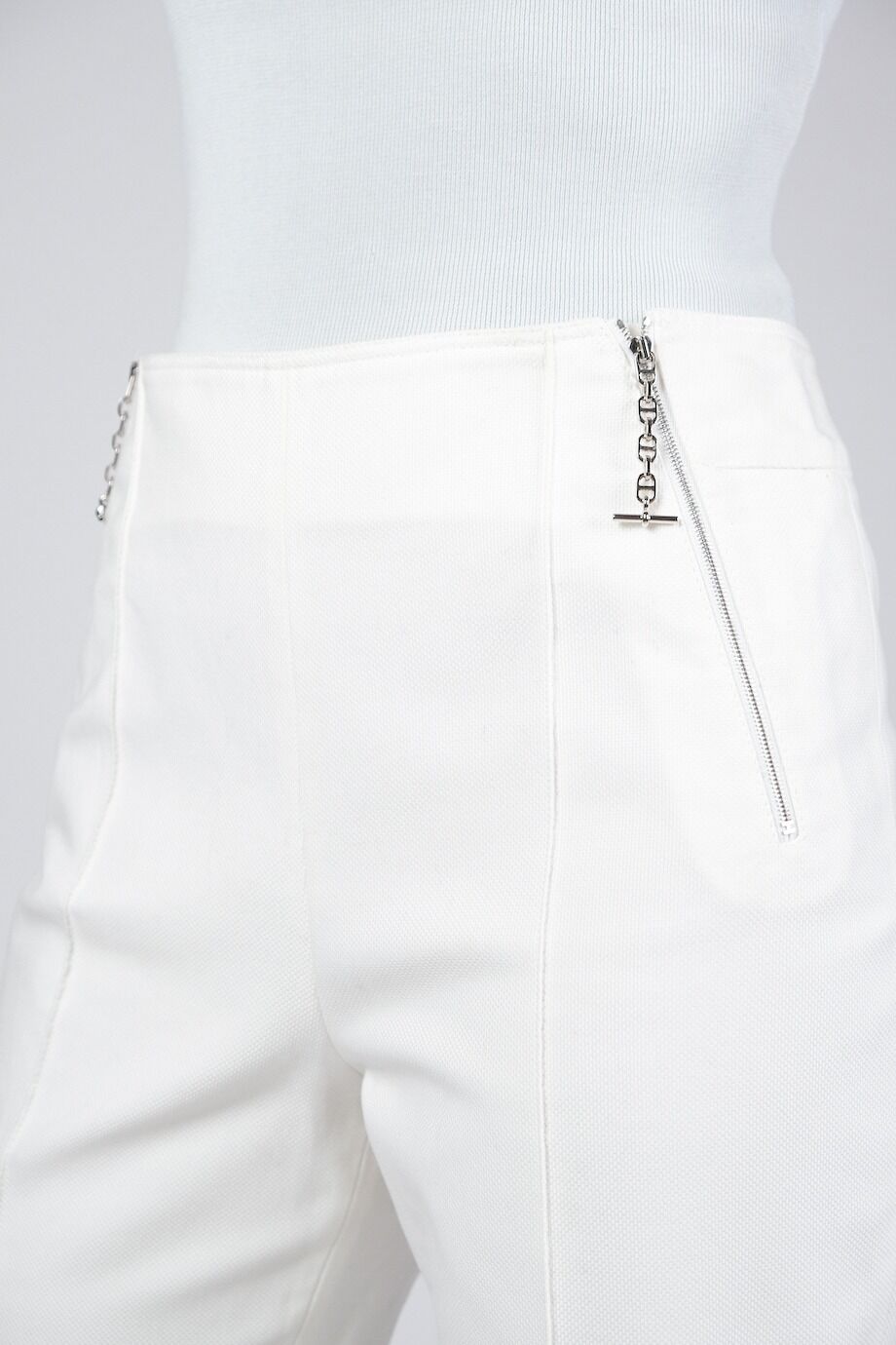 image 5 Хлопковые брюки белого цвета с молниями