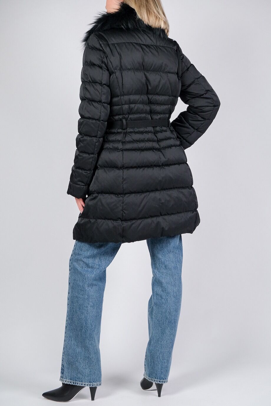 image 3 Удлиненная куртка черного цвета с поясом