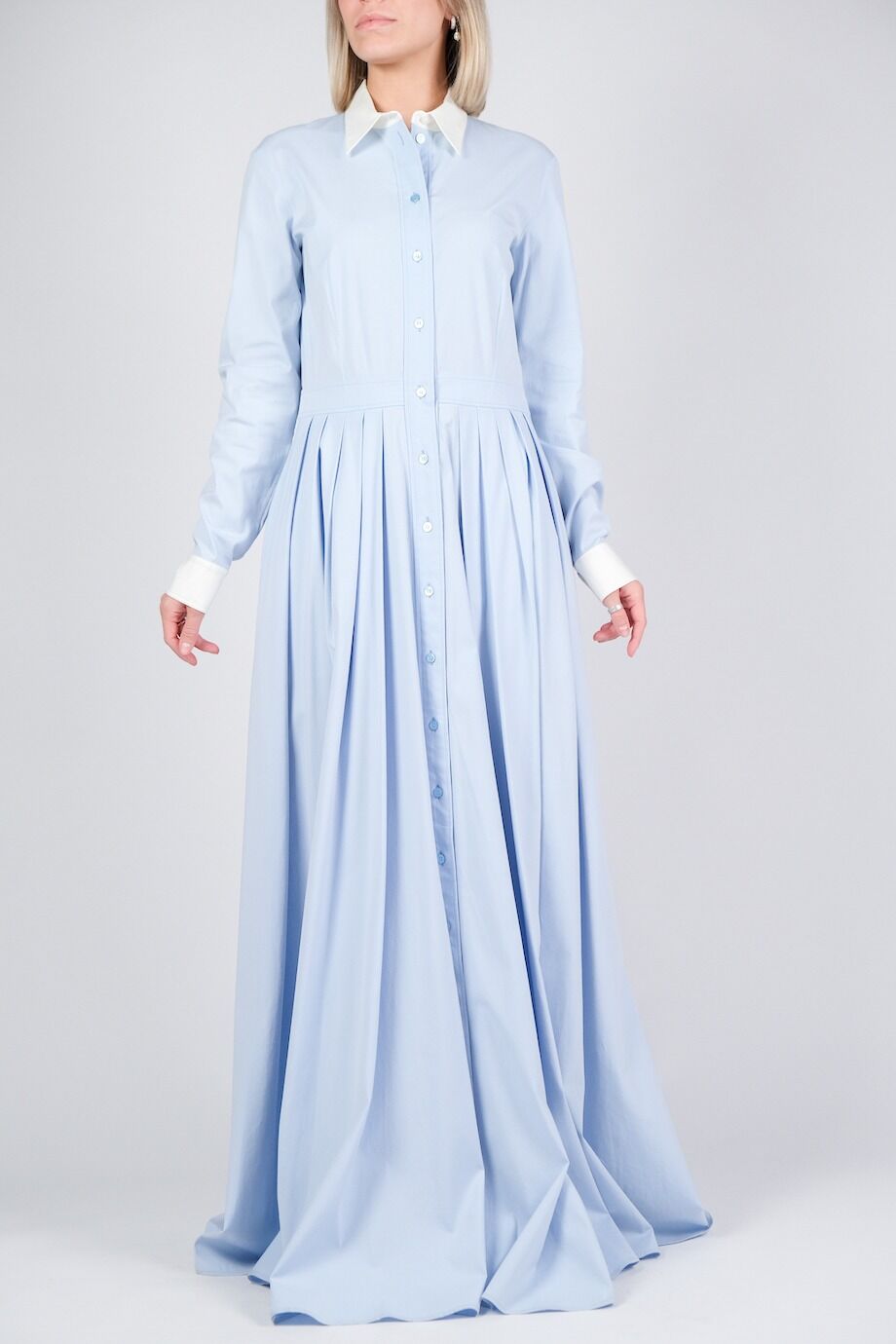 image 1 Платье в пол голубого цвета