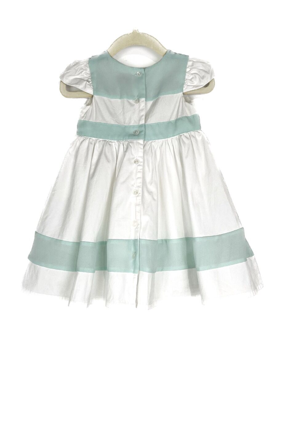 image 3 Детского платье белого цвета с мятными вставками
