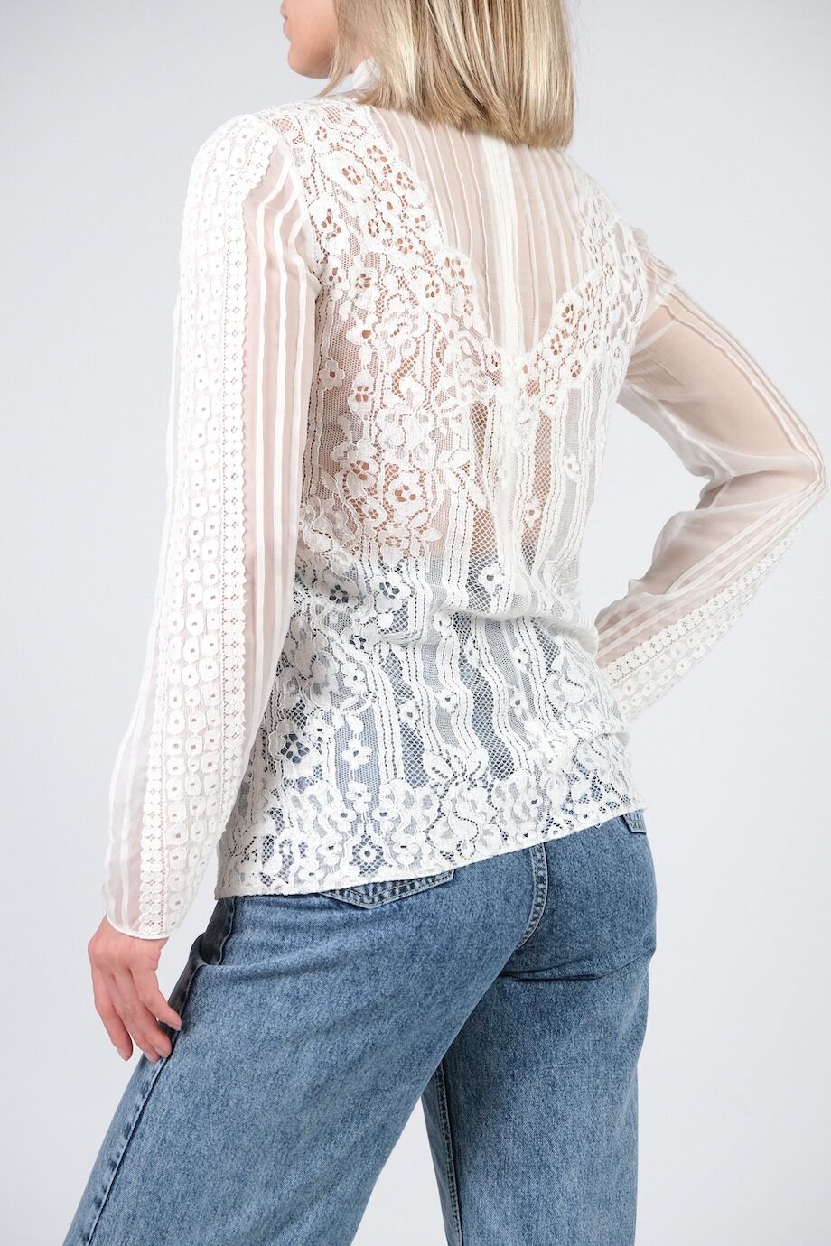 image 3 Кружевная блуза белого цвета с шелковыми вставками