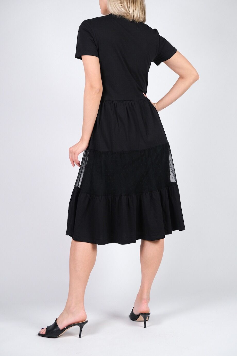 image 3 Хлопковое платье черного цвета с кружевной вставкой