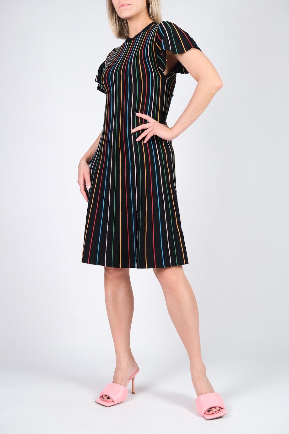 image 2 Трикотажное платье в разноцветную полоску
