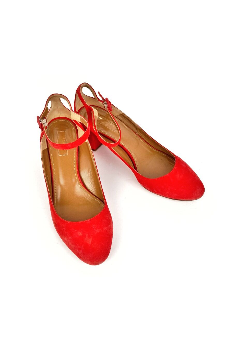 image 2 Замшевые туфли красного цвета на низком каблуке