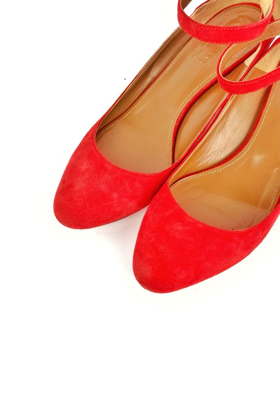 image 3 Замшевые туфли красного цвета на низком каблуке